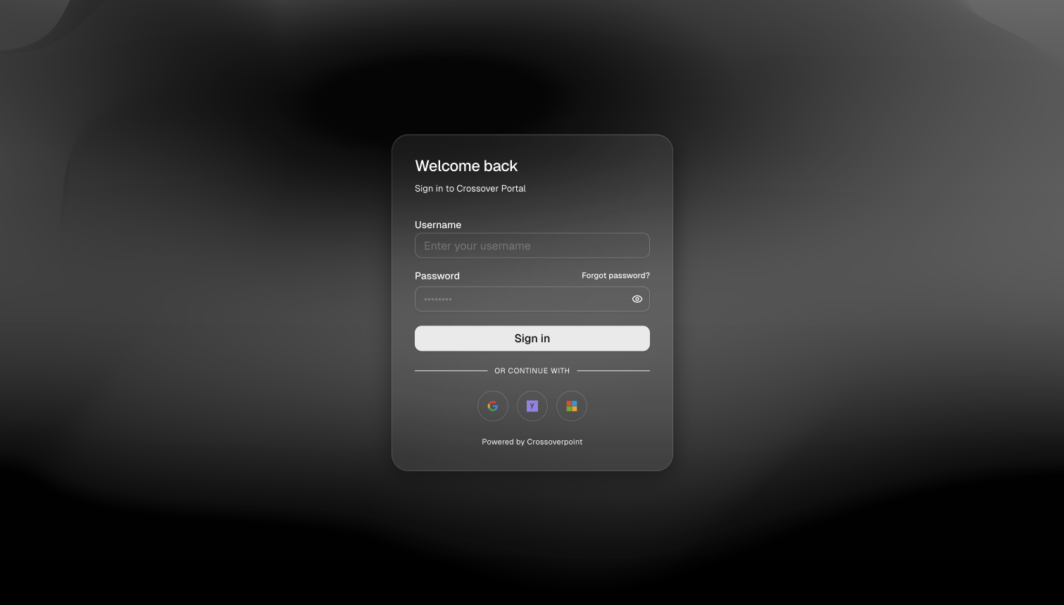 Crossover Point Admin Portal: login