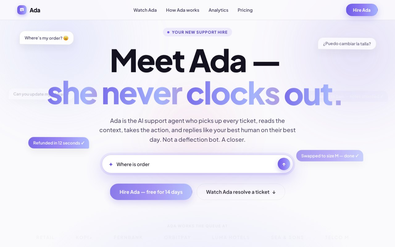 Ada — AI · Customer support