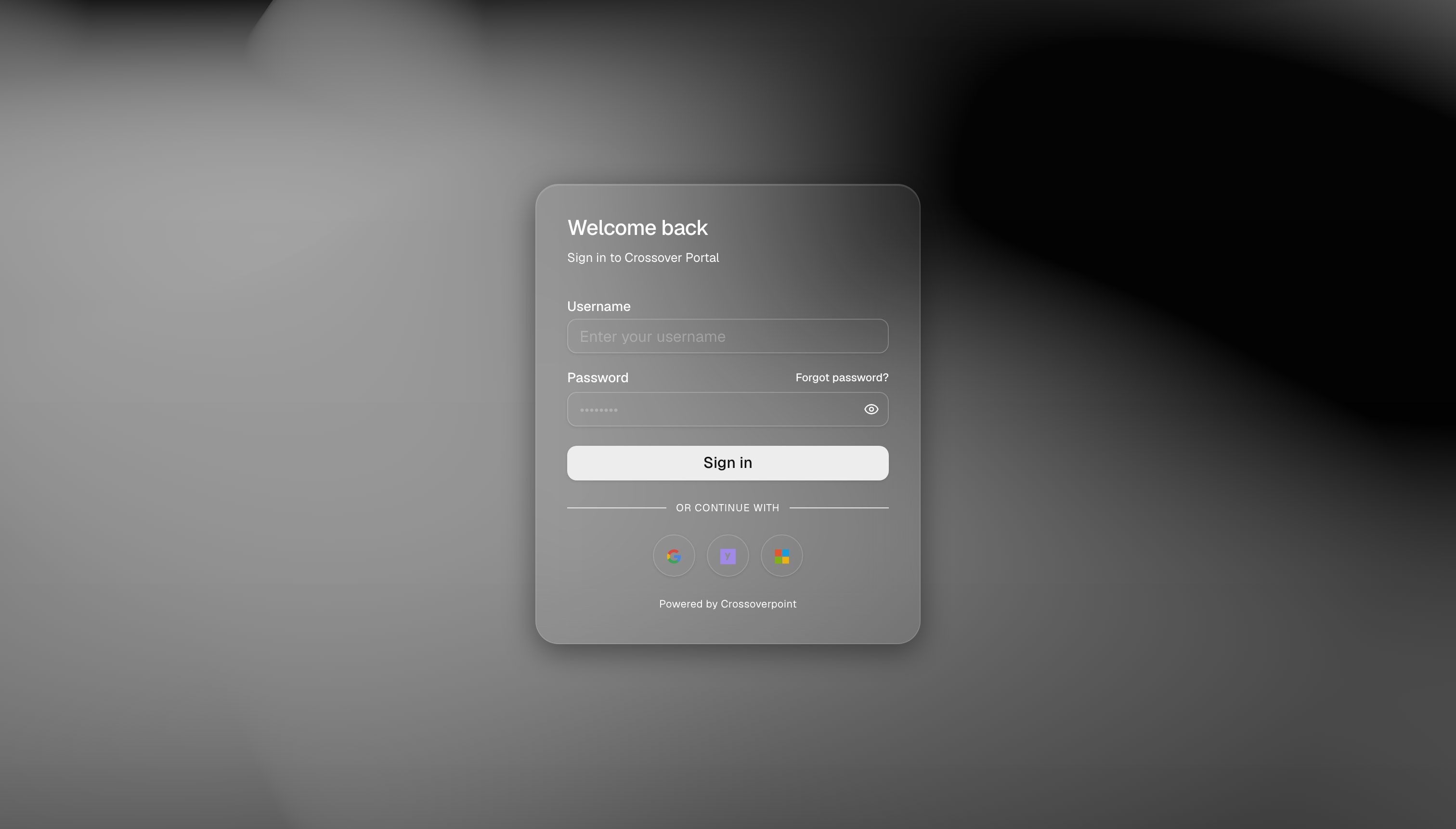 Crossover Point Admin Portal: login