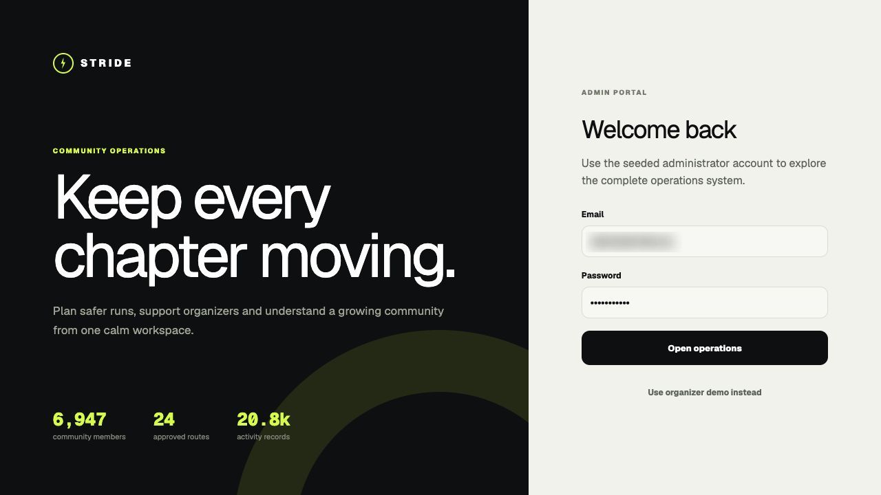 Stride Operations Portal: 01 login